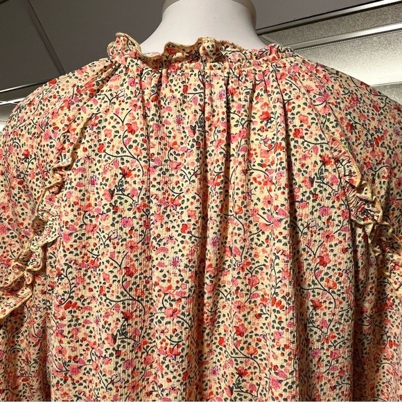 Melloday Women's L Floral BOHO Peasant Top Ruffle Smocked Blouse Autumn Fall - Picture 8 of 16